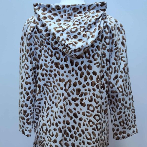 SUSAN GRAVER  Hoodie Leopard print 1/2 Zip Pullover Size Med - Picture 2 of 12